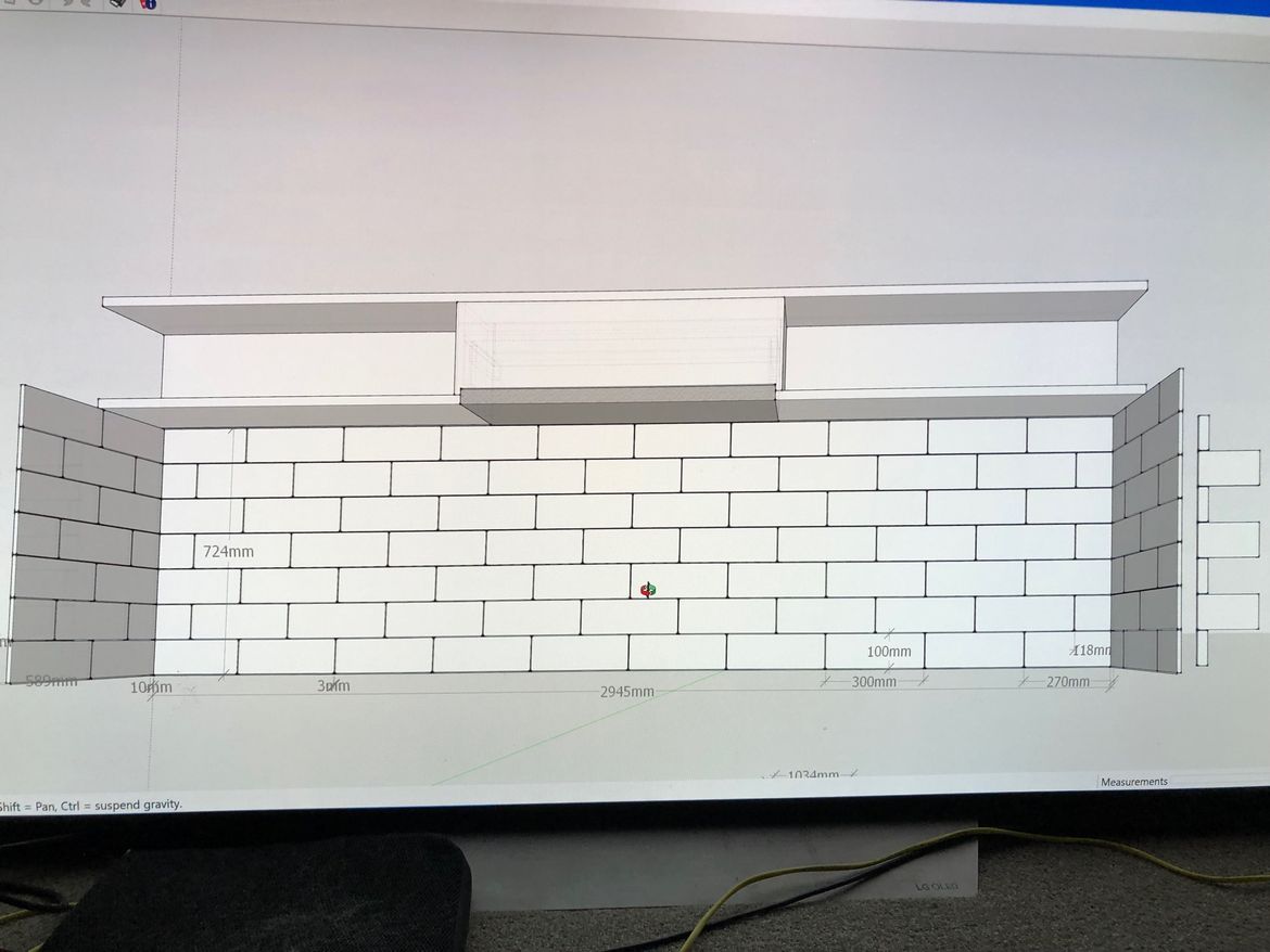 Only included to show the finished concept (ignore the range hood and shelves above)