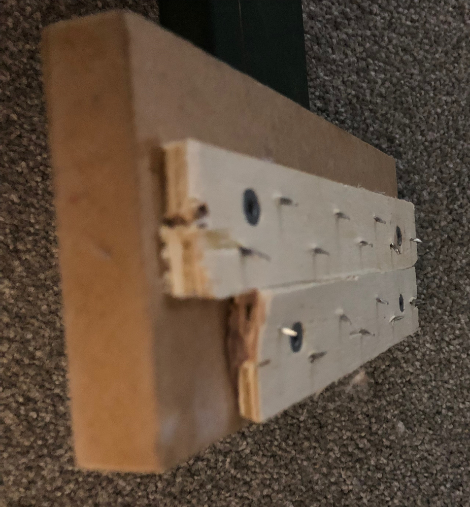 Carpet grabbing part...may be tough to see but the 'tacks' on the wood strip are pointing forward