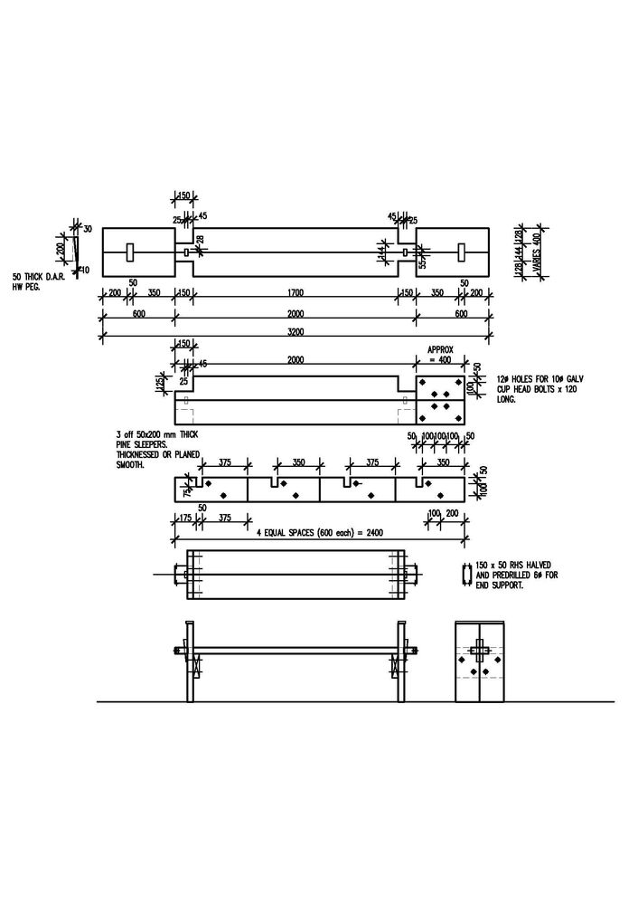 3 sleeper bench drawing