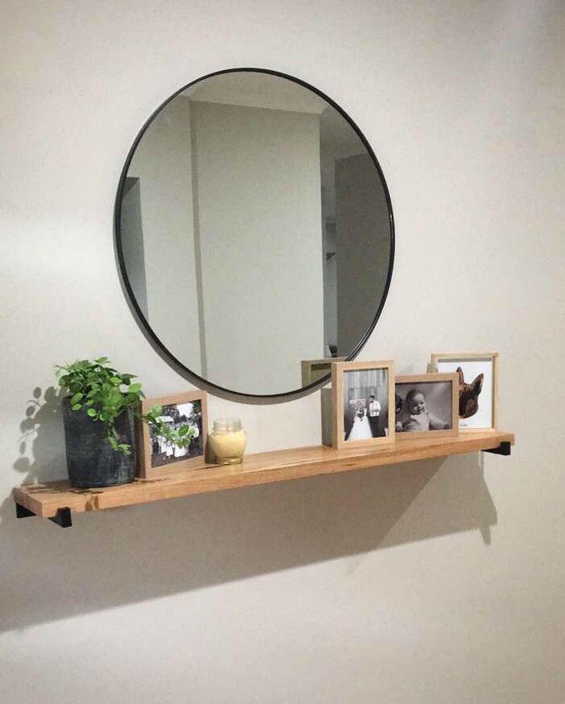 Recycled hardwood messmate shelving 1.4m with black floating like brackets