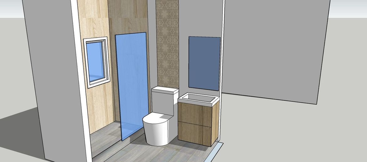 I missed drawing the light for the mirror, I also missed the indented shampoo cavity inside the shower. don't forget it when you have it tiled or you will reaching for the shampoo on the floor!