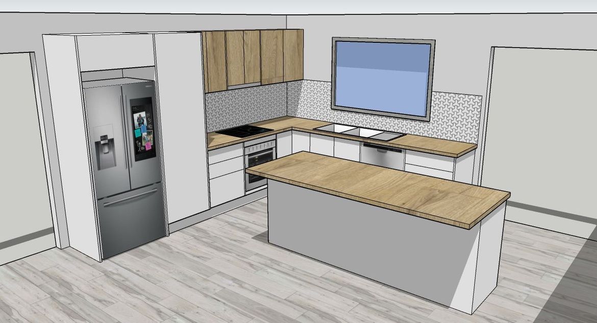 Drawers next to the cooktop and oven.