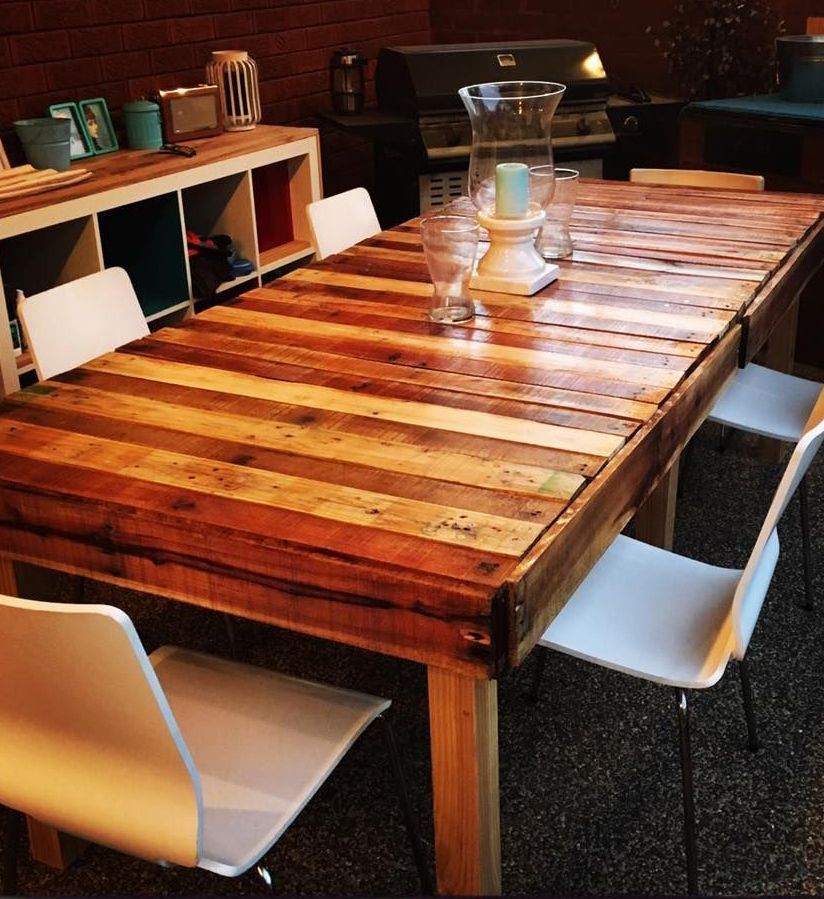 Table made using four pallets