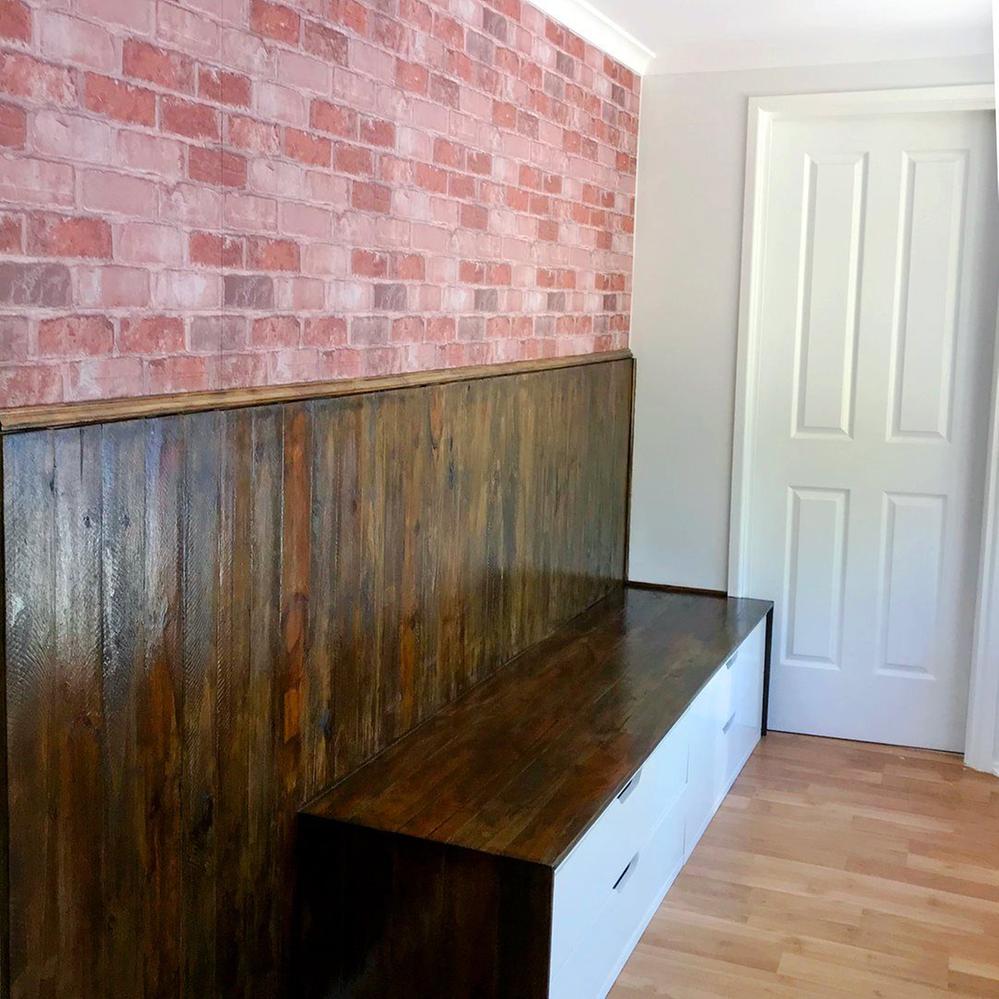 wall cladding and benchtop in japanese black stain