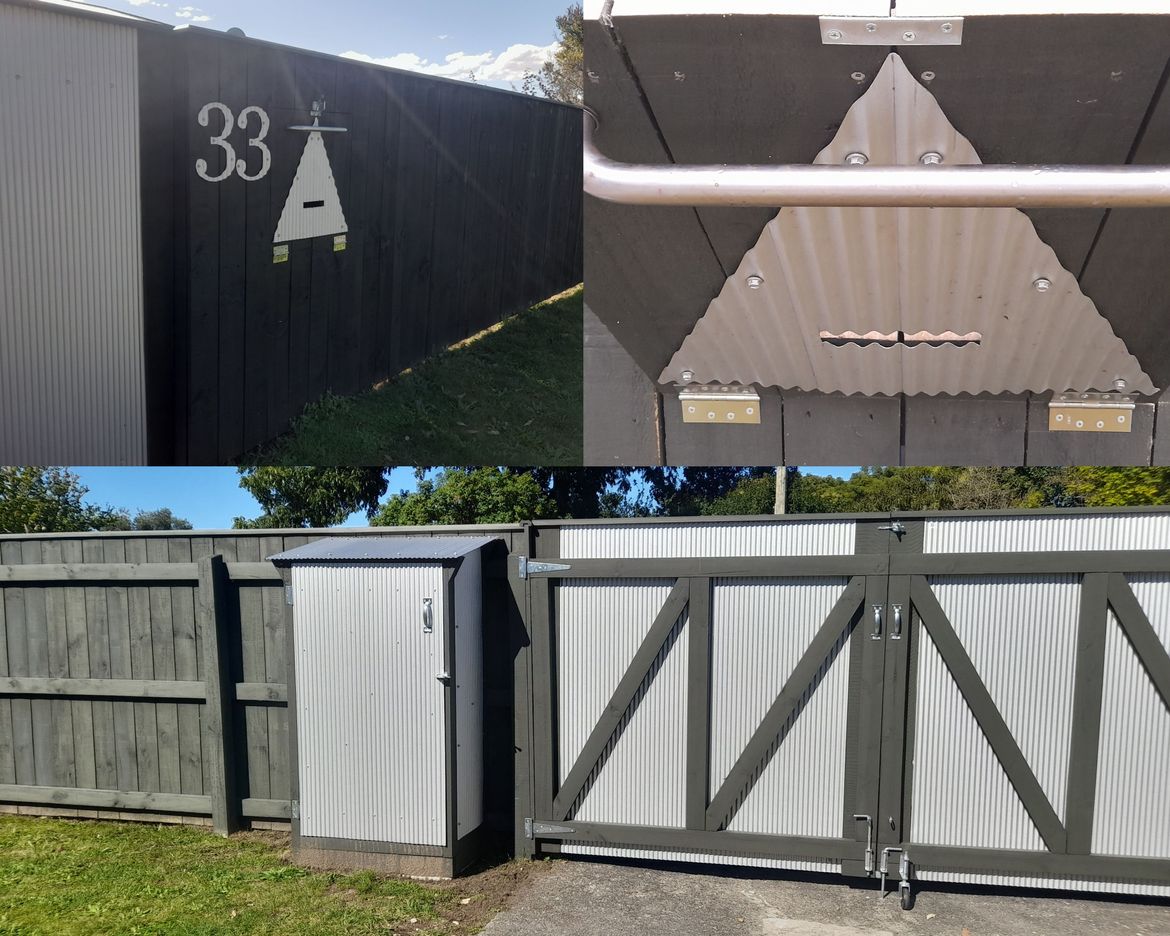 Mail dropbox, fence and gate