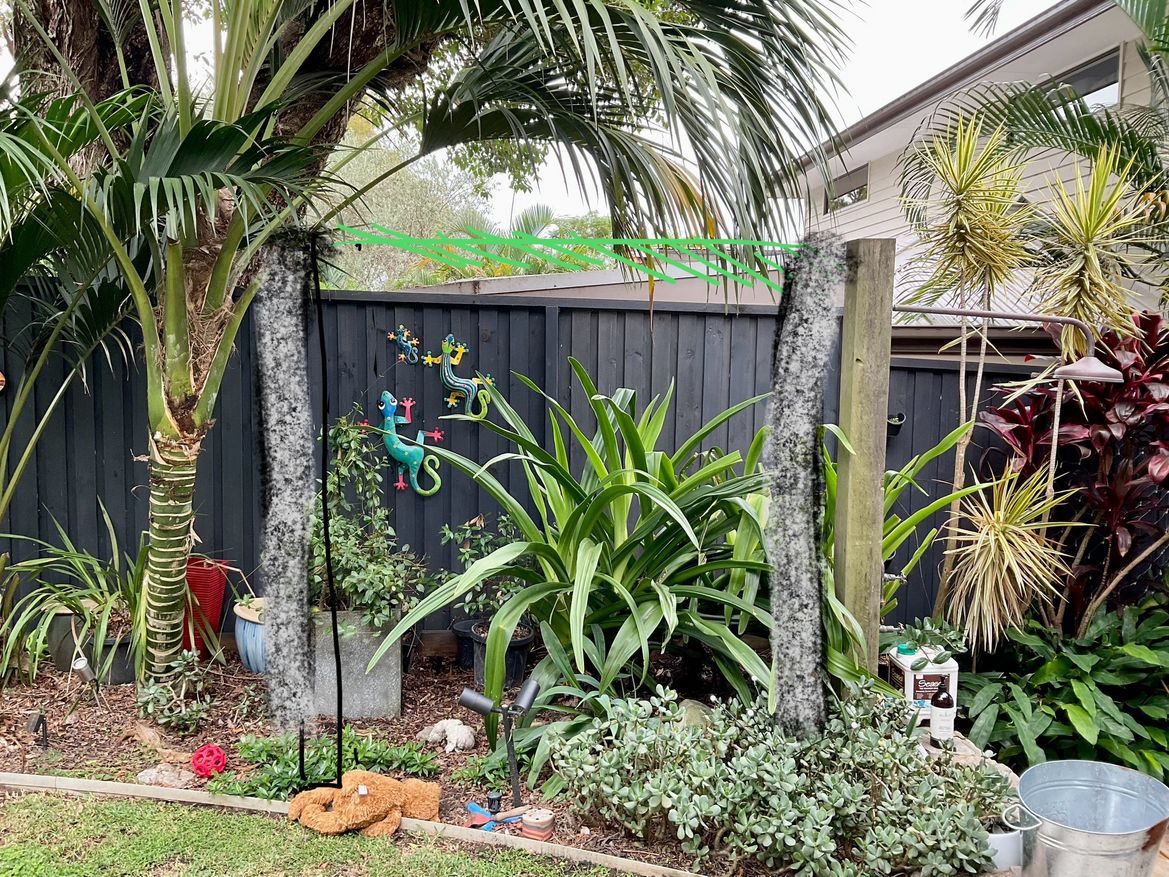Space for home gym set amongst the garden