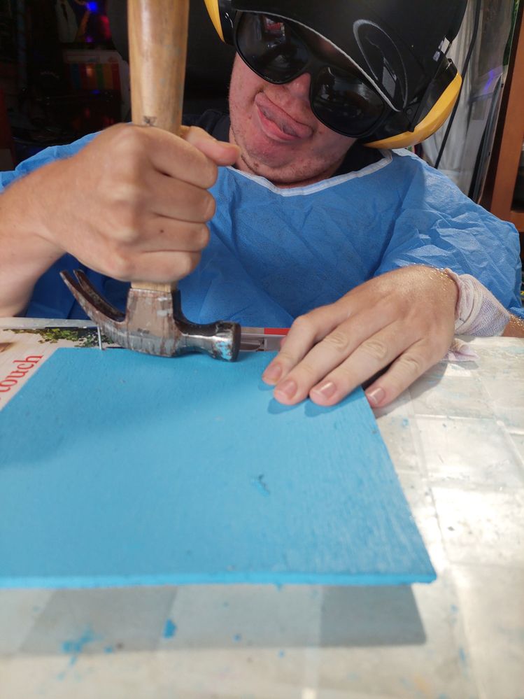 We nailed them on, and when it didn't work, we pulled the nails out and tried again