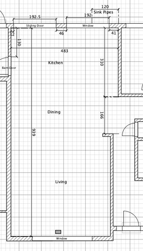 Whole open plan area dimensions