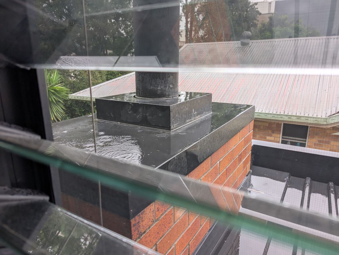 Water pooling in the rectangular base