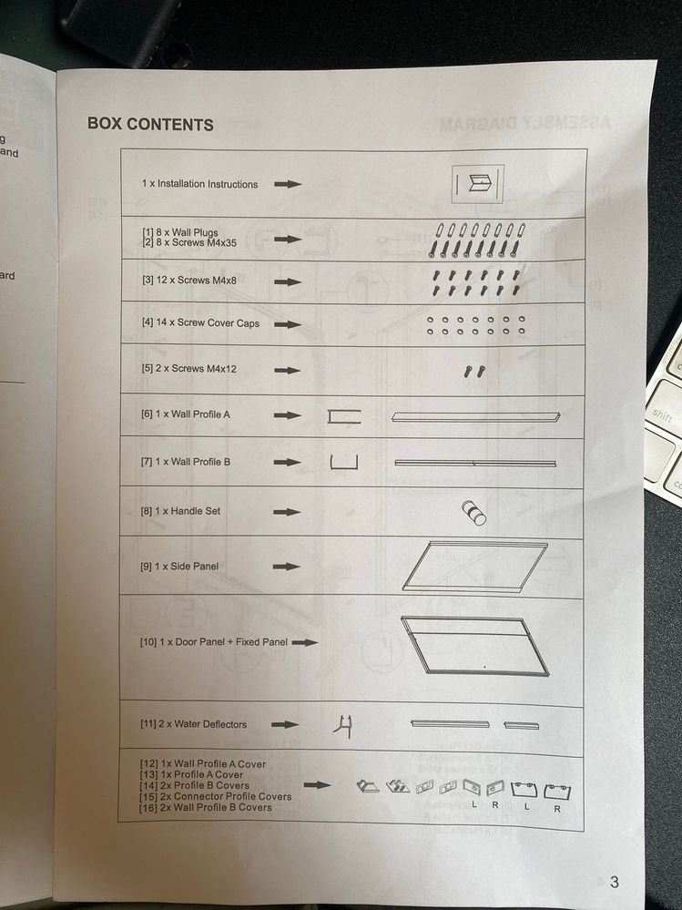 instructions parts list