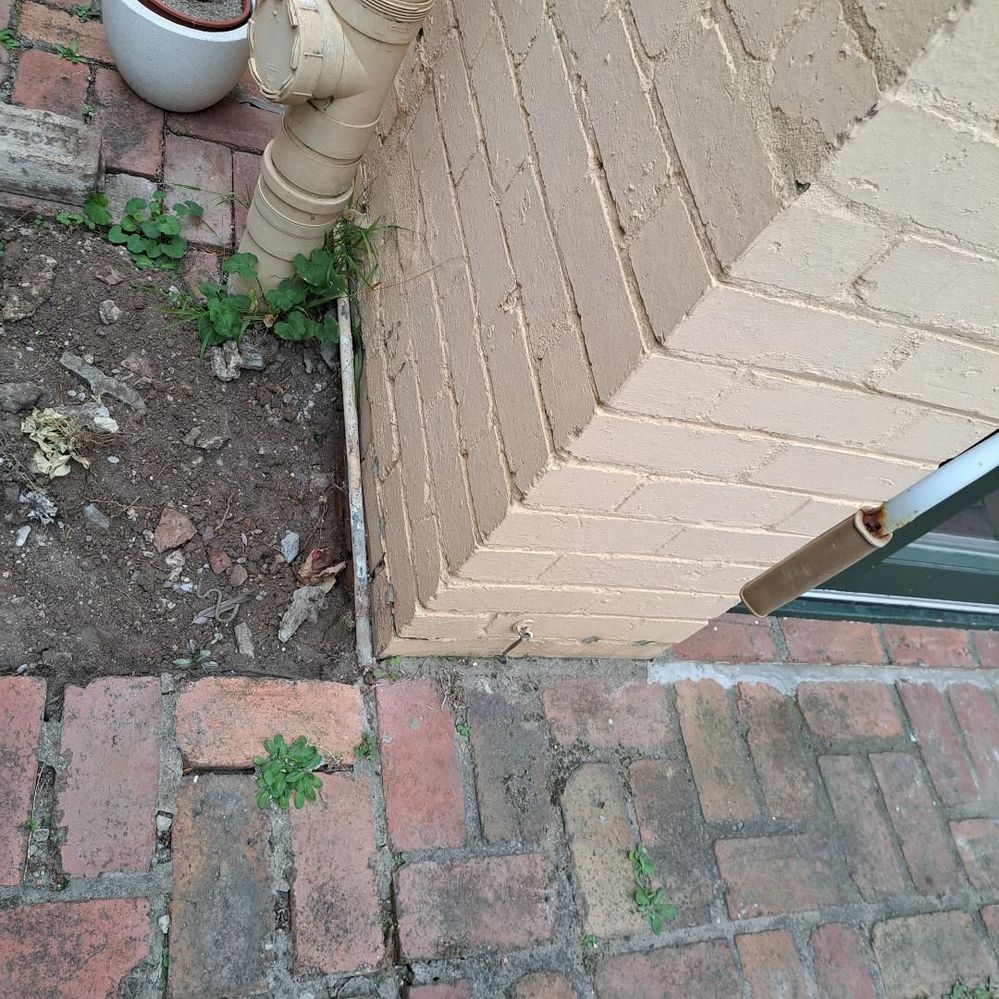 Back door bricks corner of house - water getting in under floor.jpeg