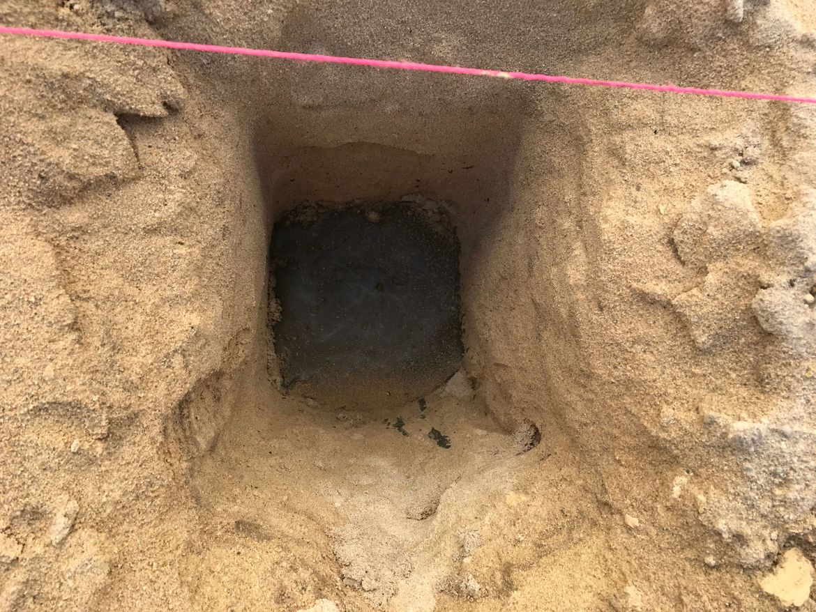 Holes were 350mm X 350mm X 600mm