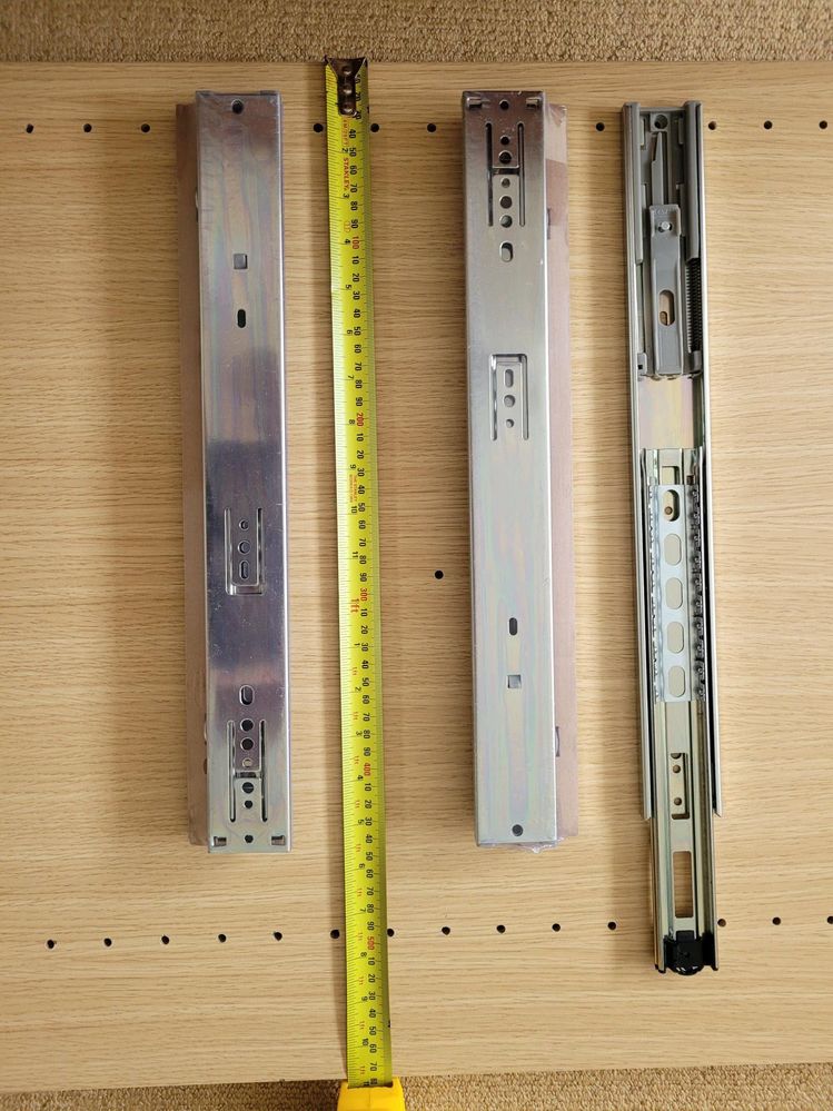 Sliders V Pre-drilled Holes in 580mm deep cabinet