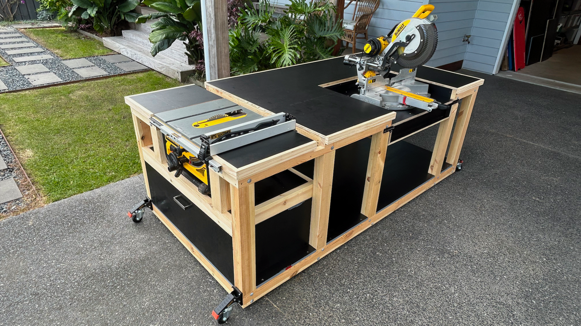 Mitre Saw, Table Saw, Flip-Top Workbench