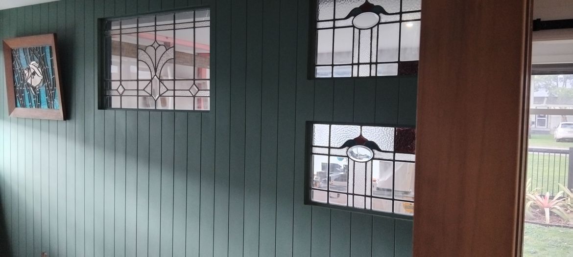 MDF internal wall with leadlight windows