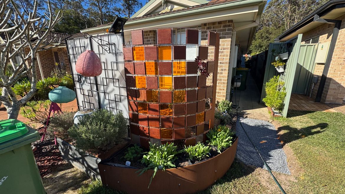 Finished screen with timber and perspex inlays