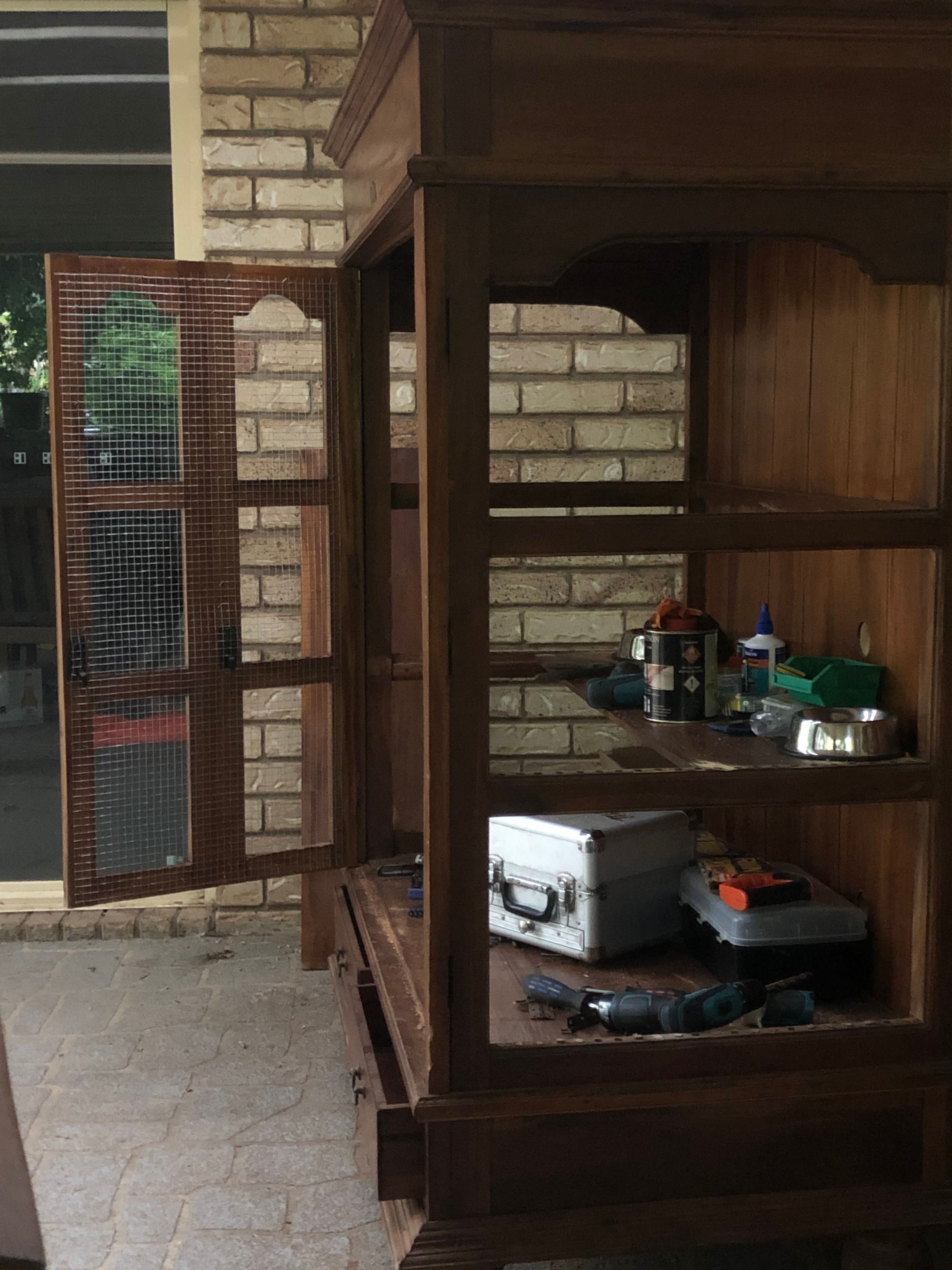 TV unit transformed into bird cage Bunnings community