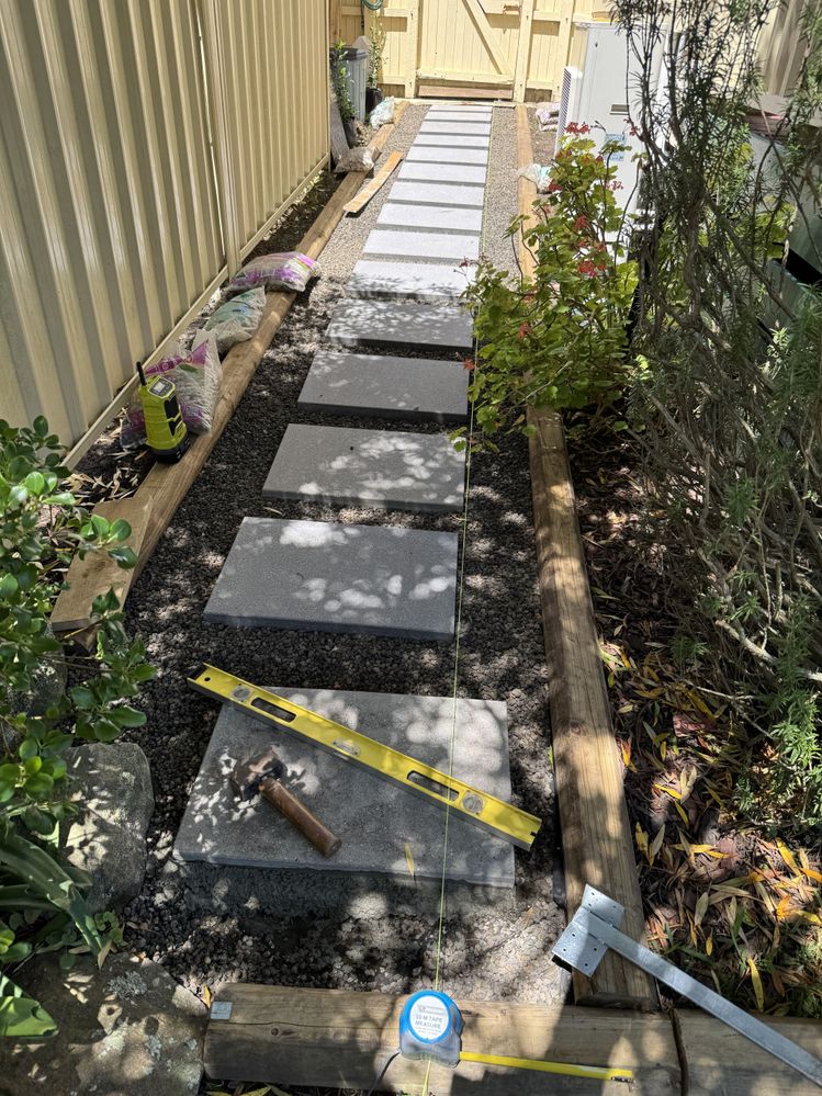 Key is to space out pavers evenly and align.