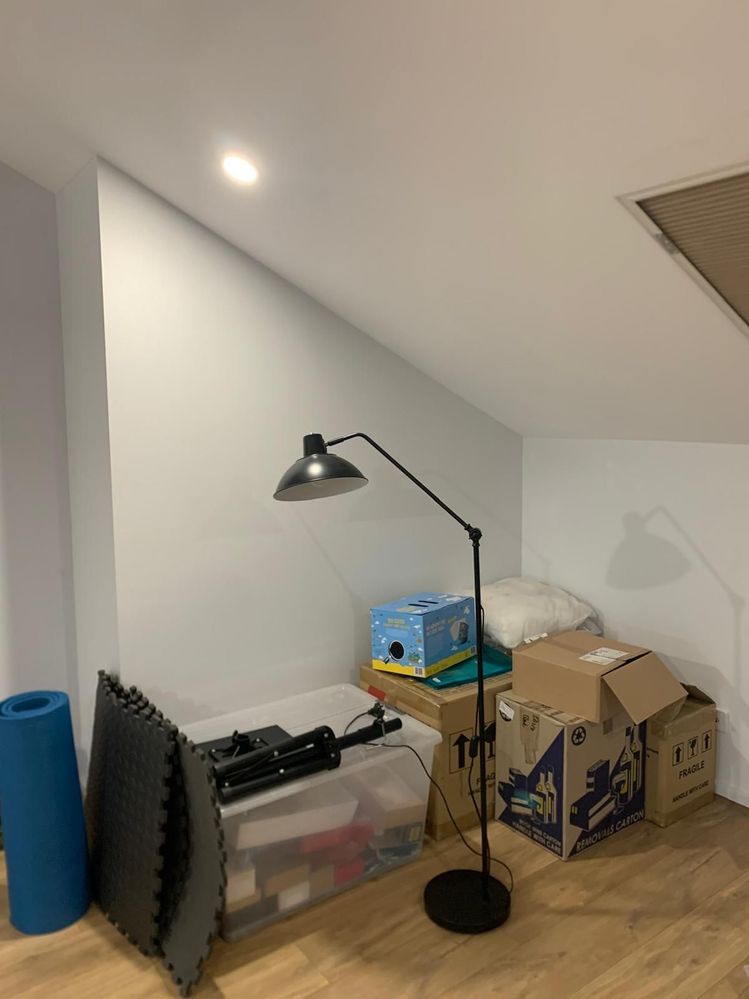 Where the bookcase would be installed (opposite wall for cabinets)