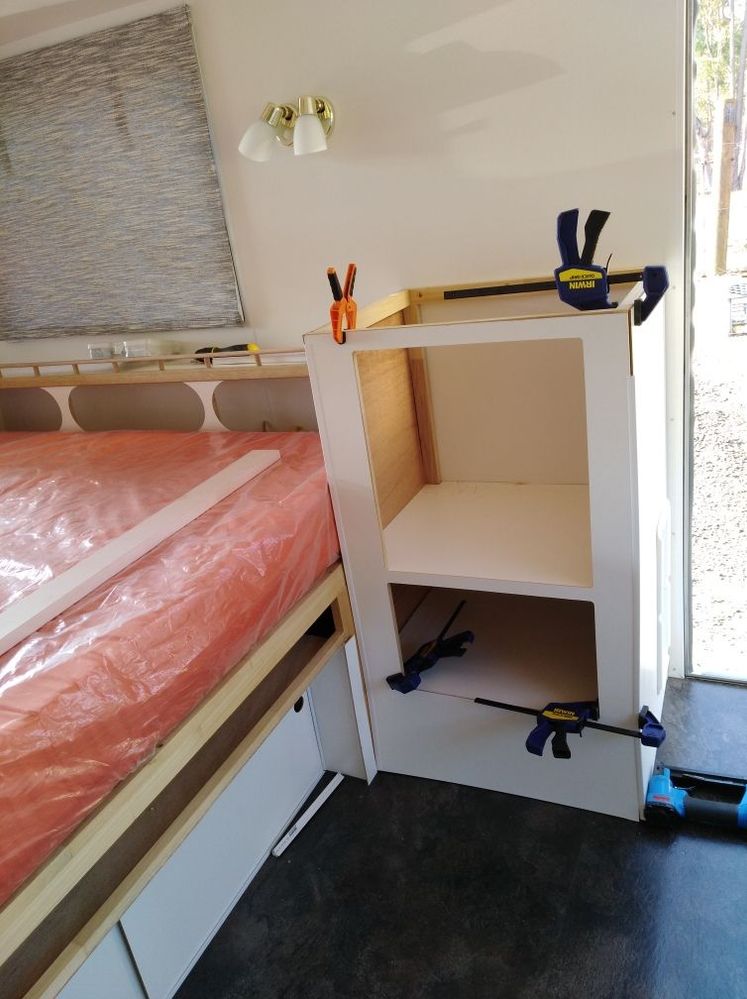 Once the frame is fitted and fastened to the wall, it can be skinned in 3mm ply