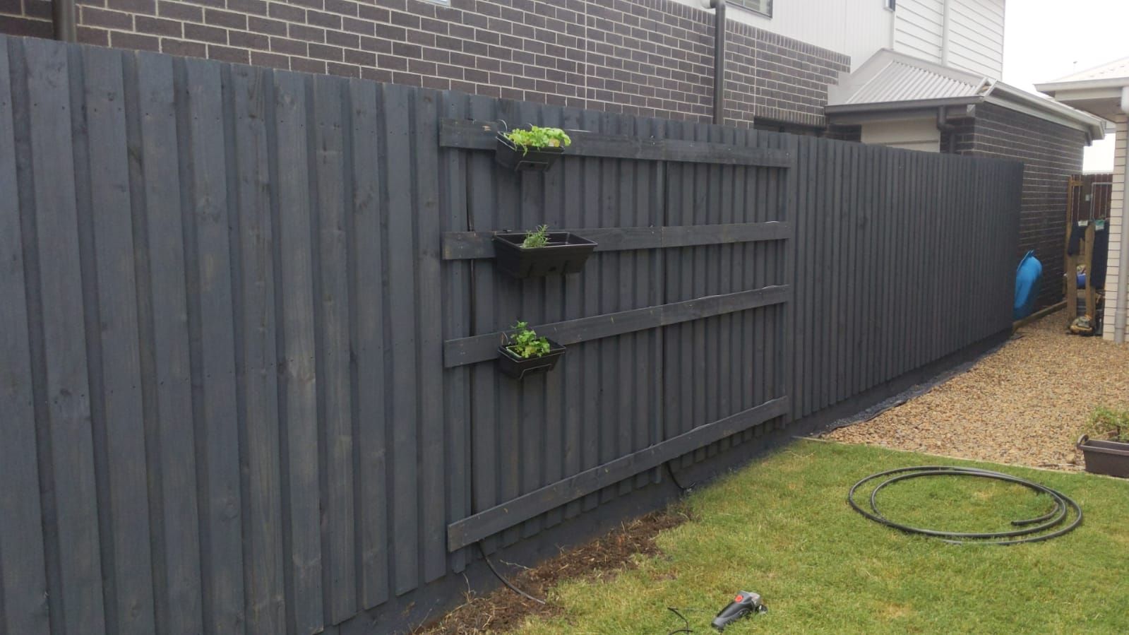 Merbau planter boxes and vertical vegie Bunnings community