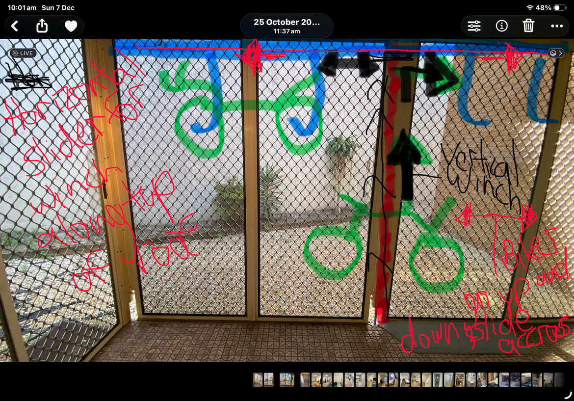 Hoisted up centre and trolley slides either side bike onto racks