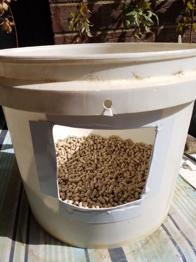 Pellets on one side.