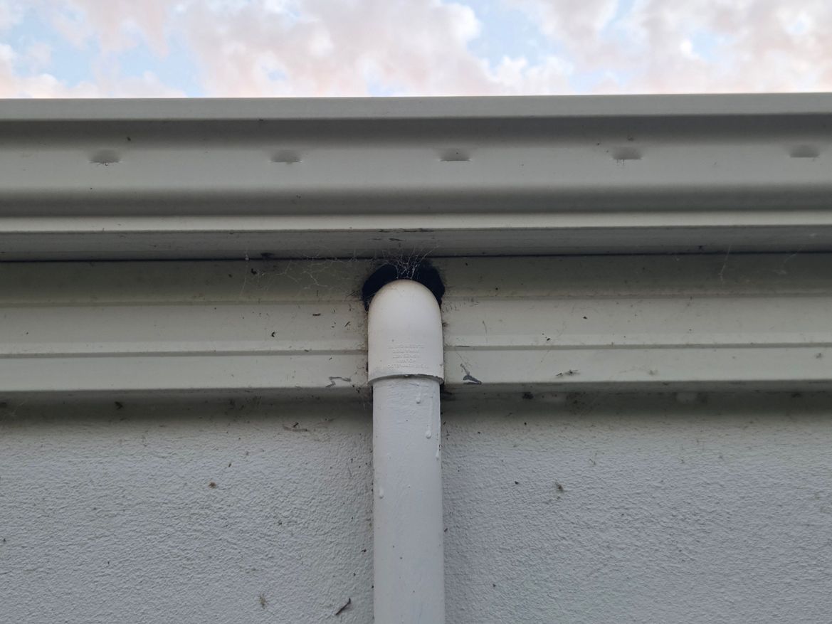 PVC pipe coming out from fascia (about 30mm diameter)