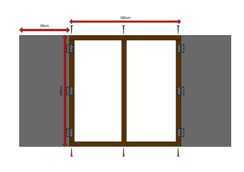 Front view with shade panels