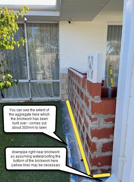 weather exposed area & downpipe