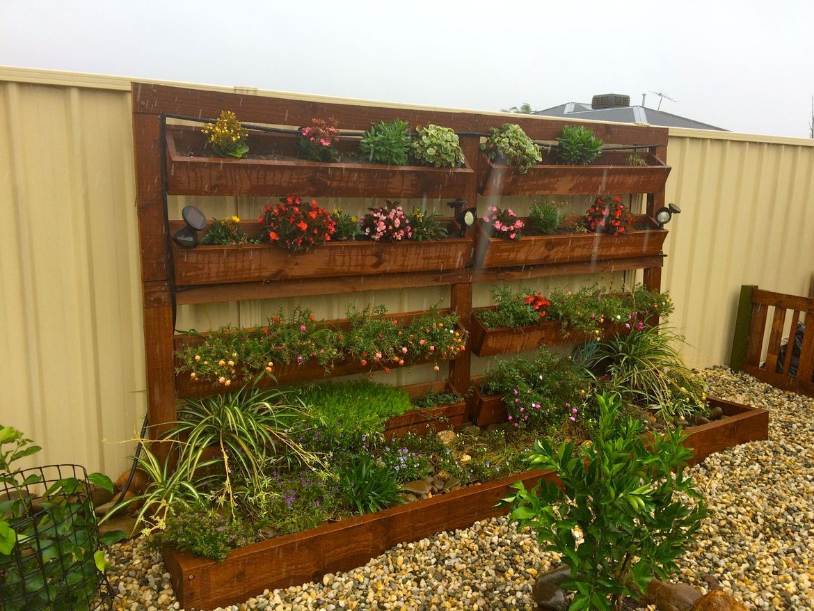Vertical garden with builtin watering s... Bunnings community