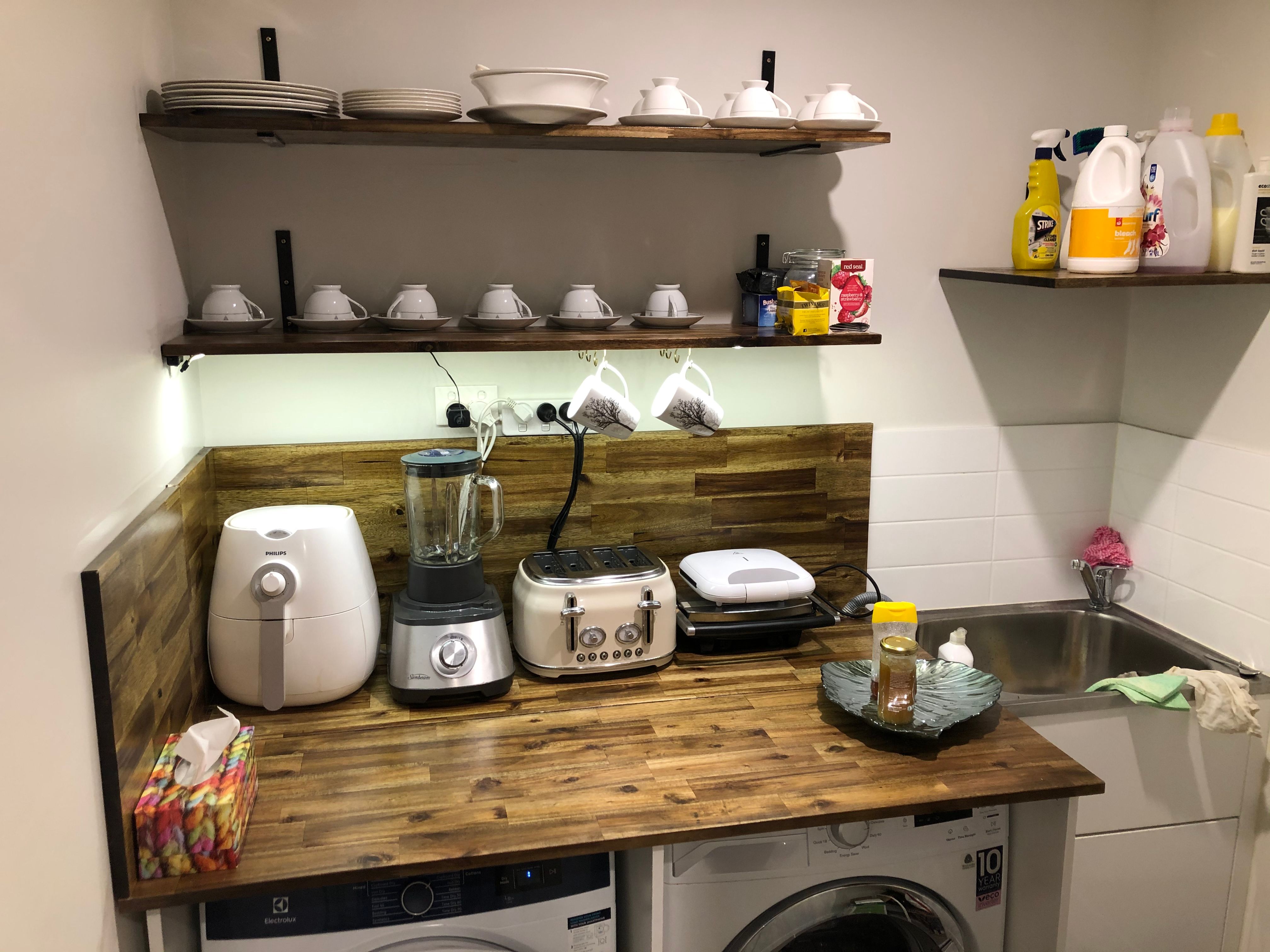 Laundry renovation with pantry shelving Bunnings community