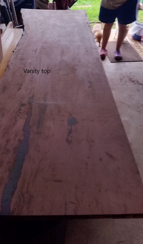 Slab for vanity top close to sealing