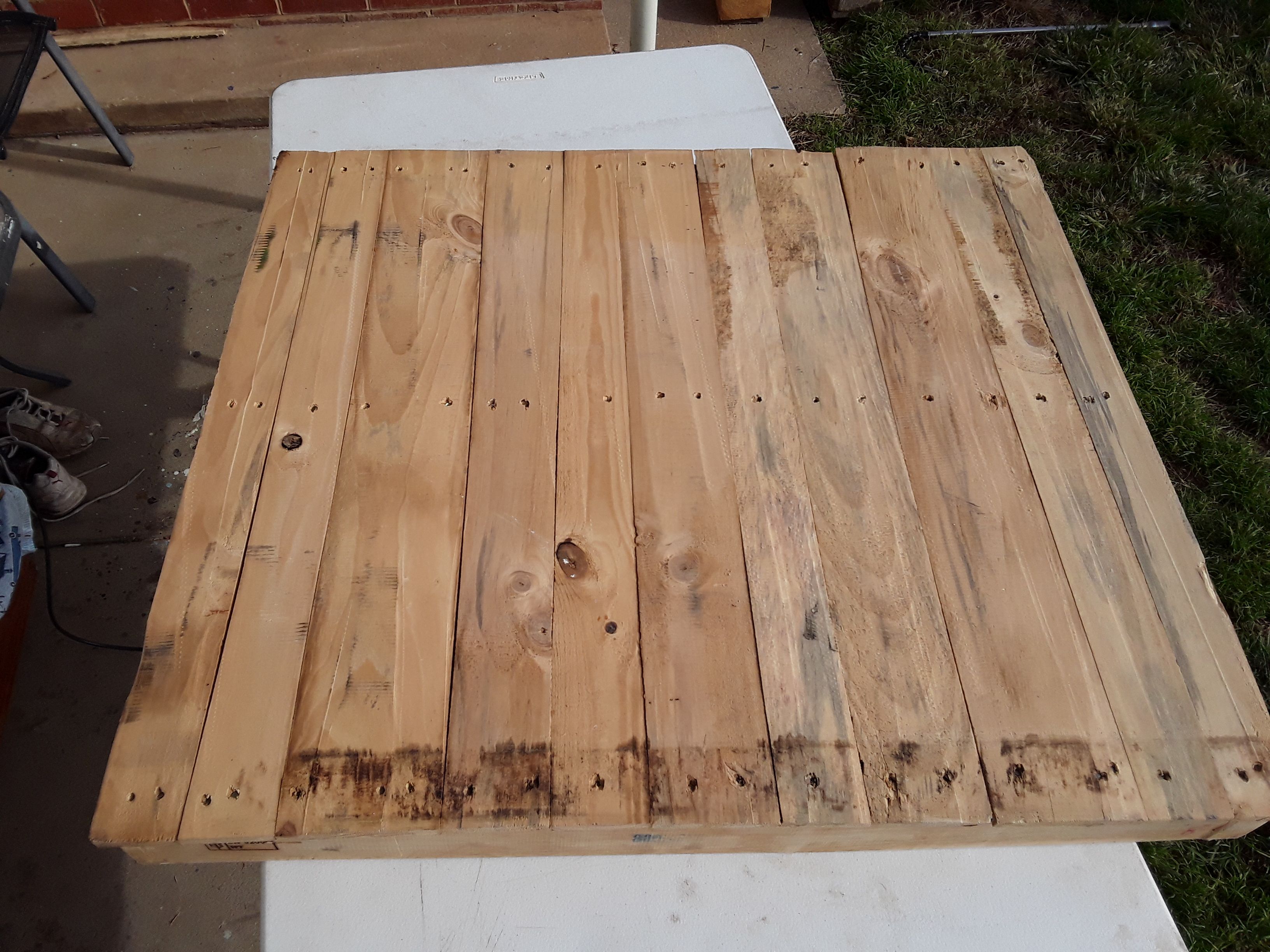 old pallets turned into trestle table an... Bunnings community