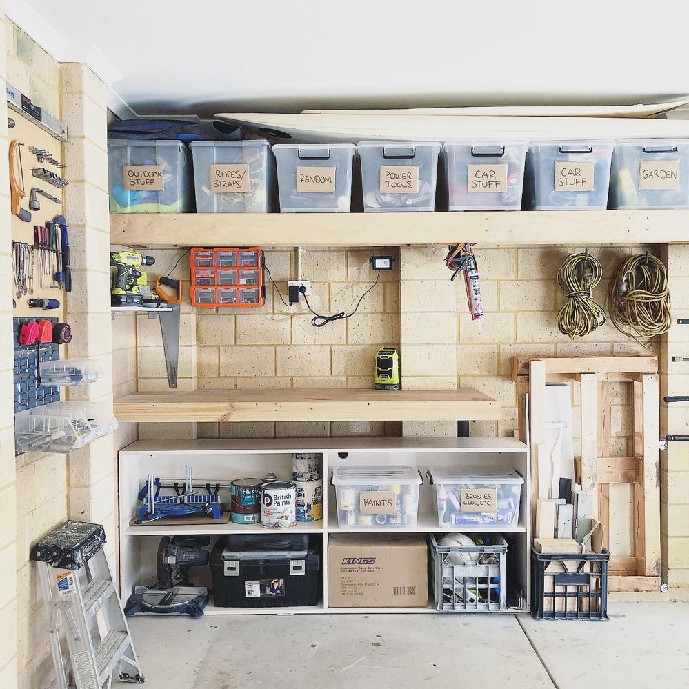 Garage workbench and shelves | Bunnings Workshop community