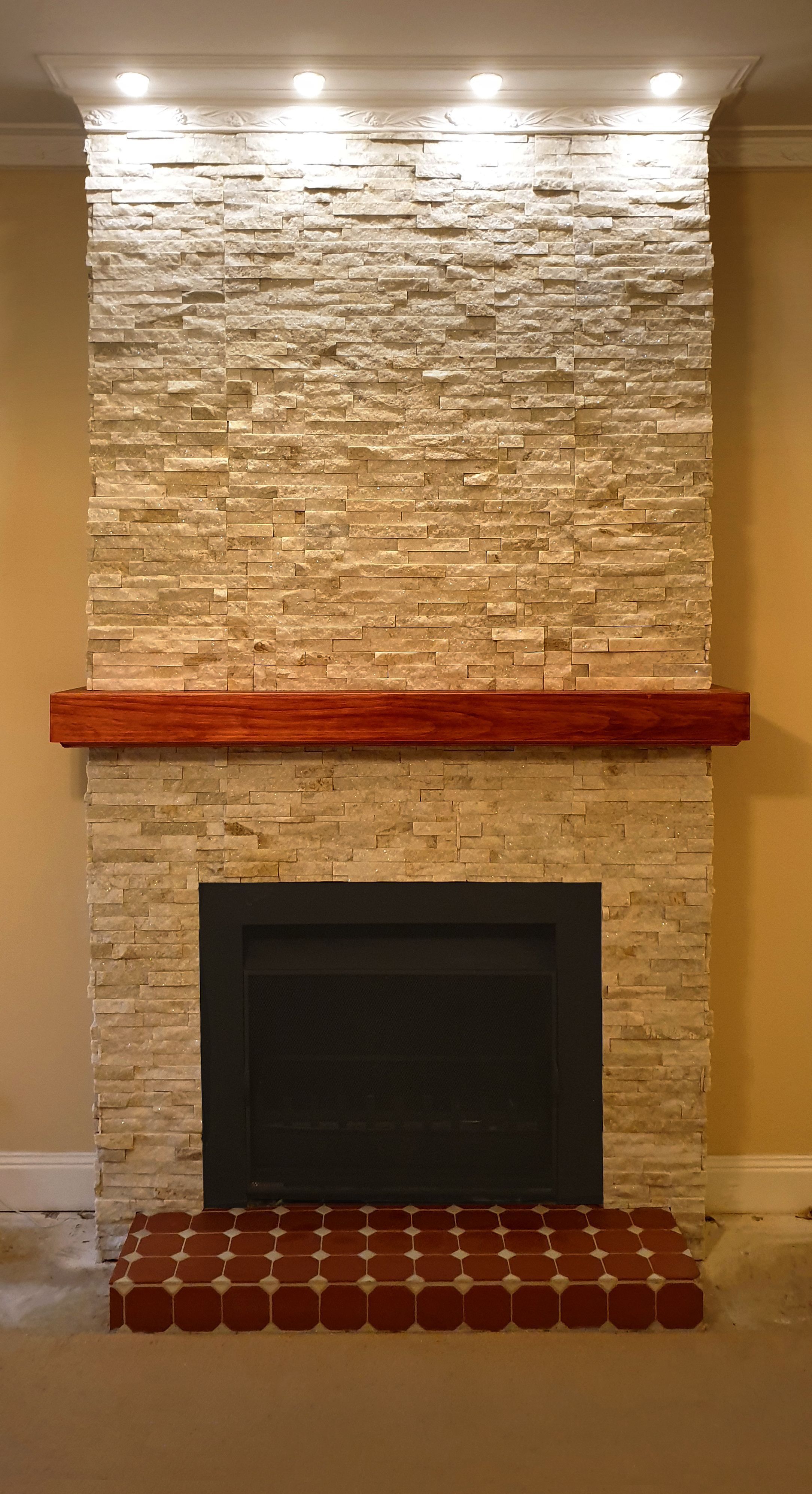Cladding fireplace with stack stone | Bunnings Workshop community