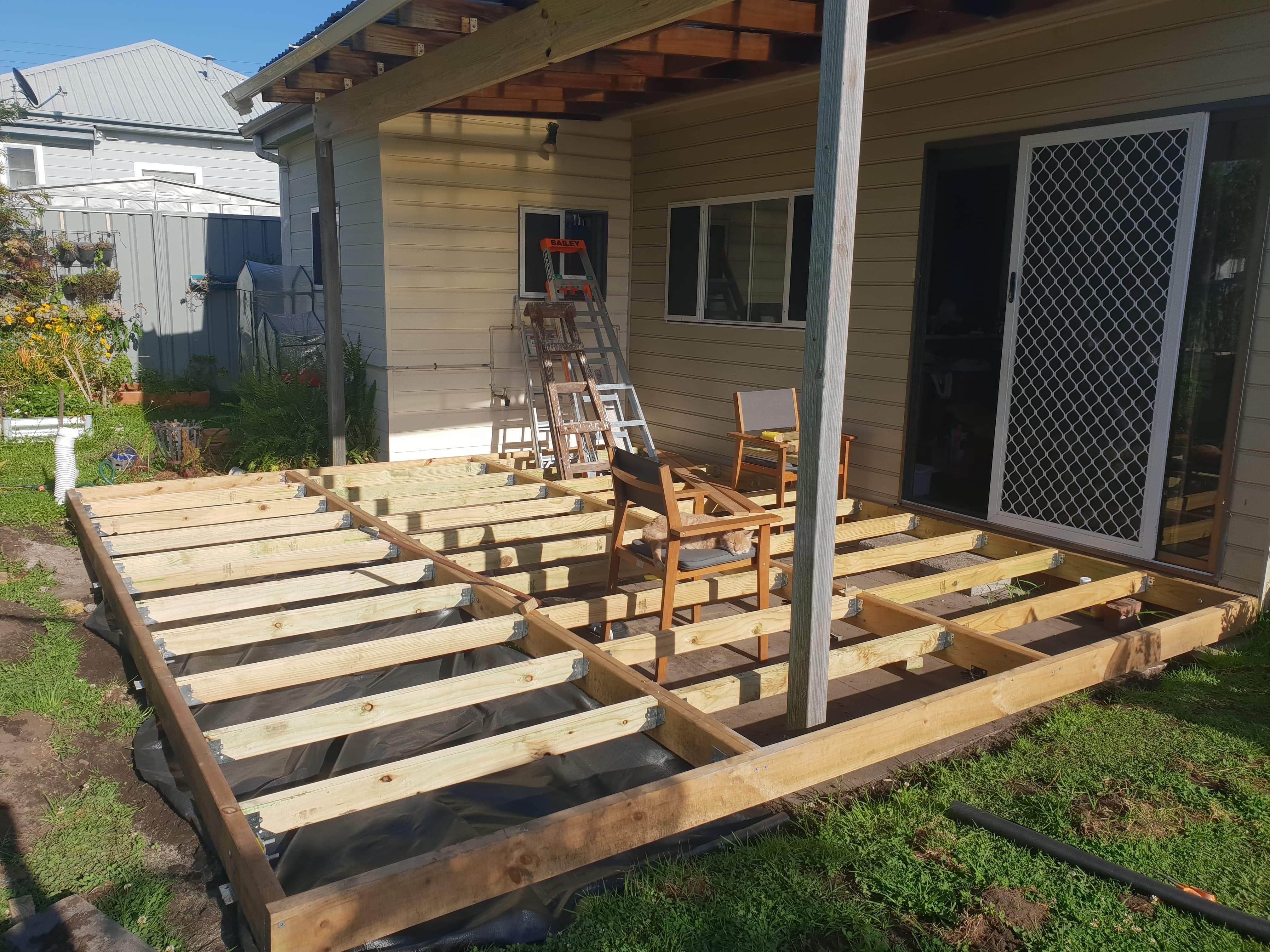Lowlevel deck under pergola Bunnings community