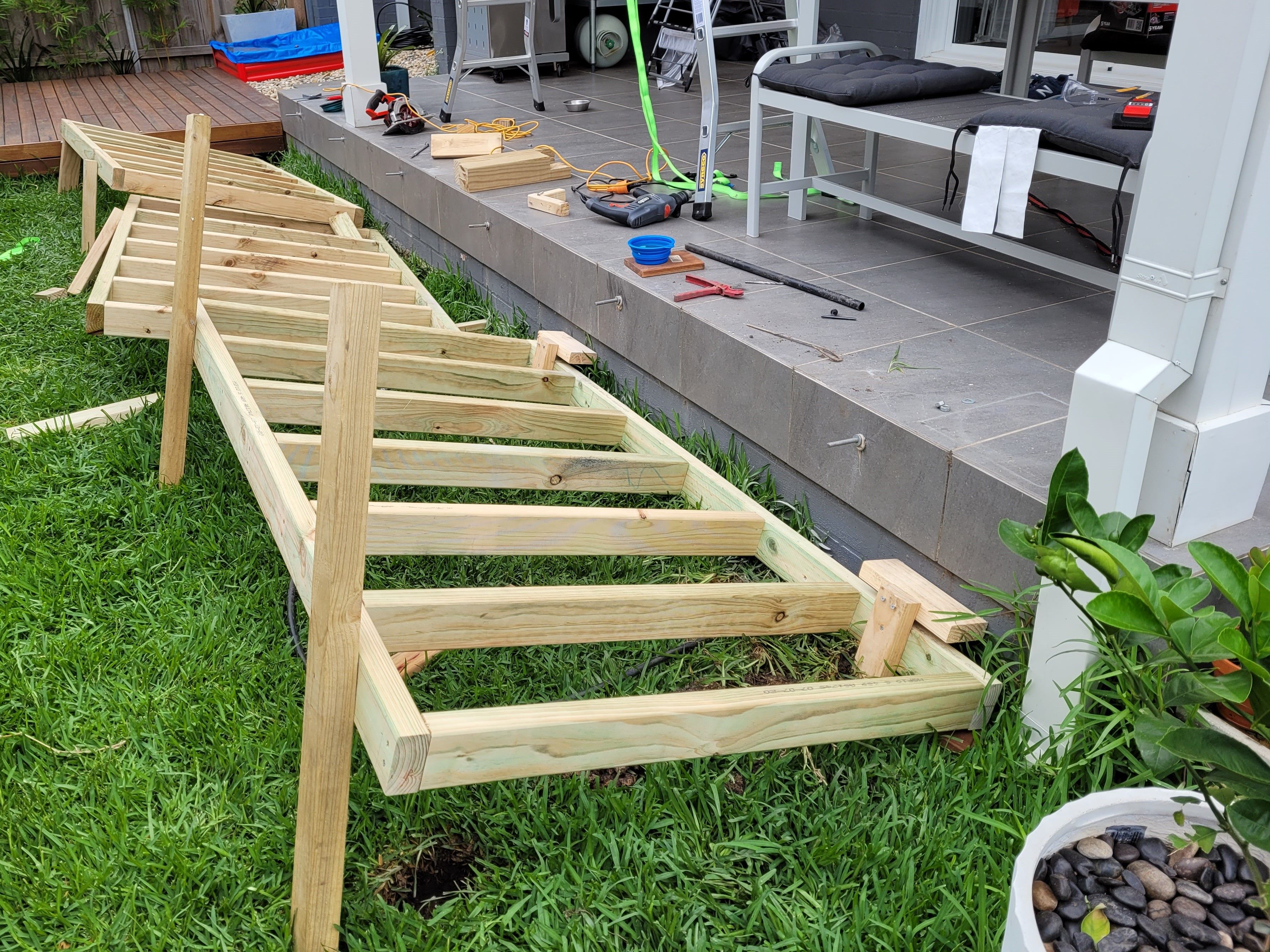 Low level deck as extension to a patio Bunnings community