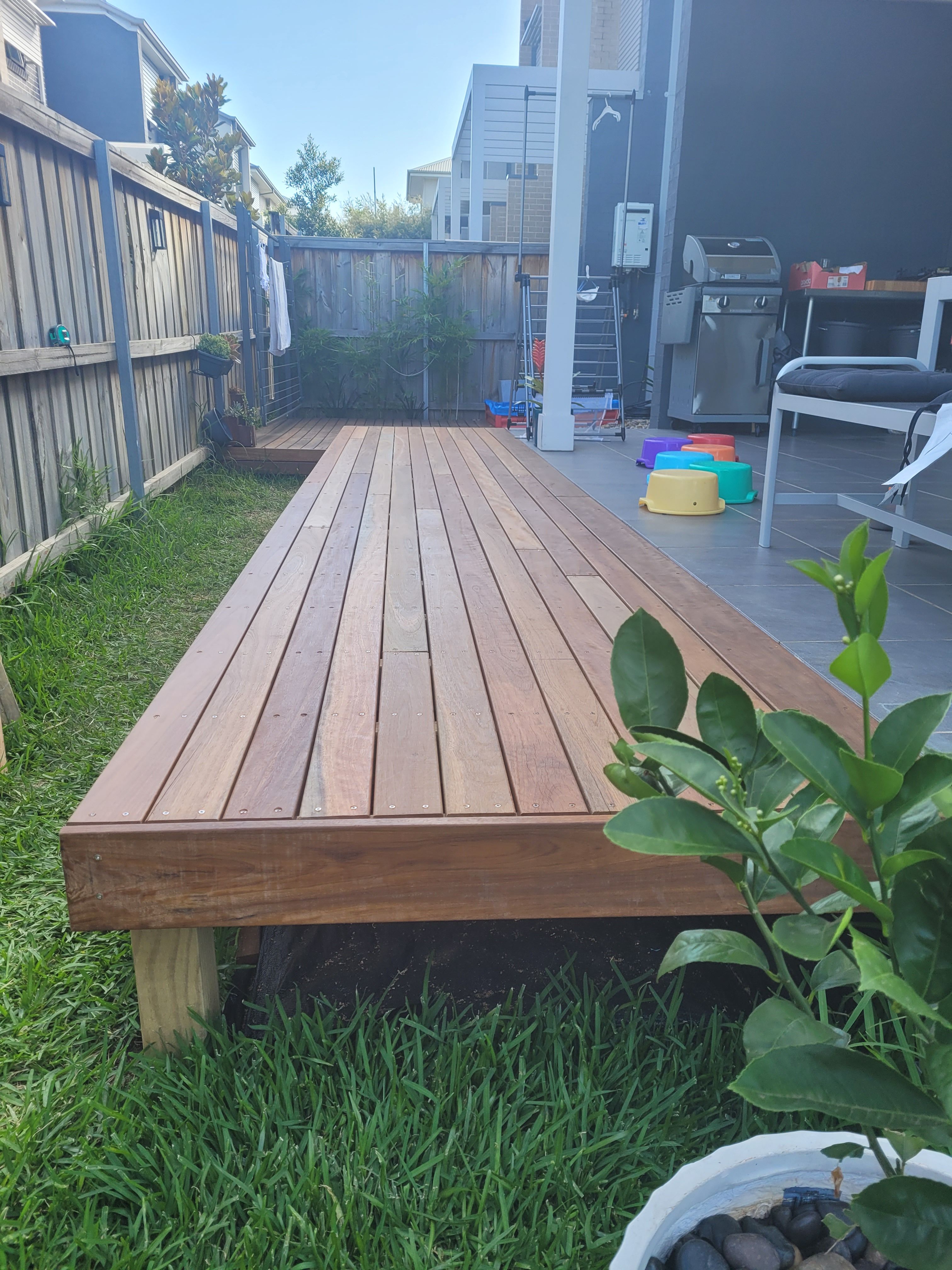 Low level deck as extension to a patio Bunnings community