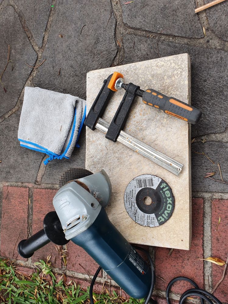 Tools you will need, the Grinder was black and decker, nit sure if they sell these anymore.