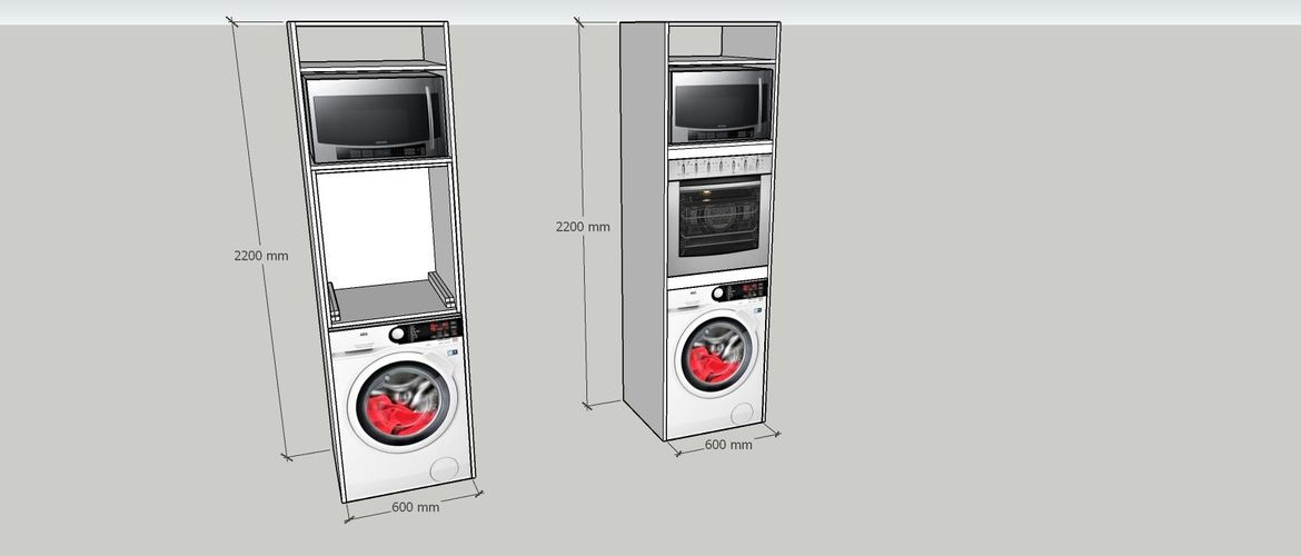 With provisions for a microwave.