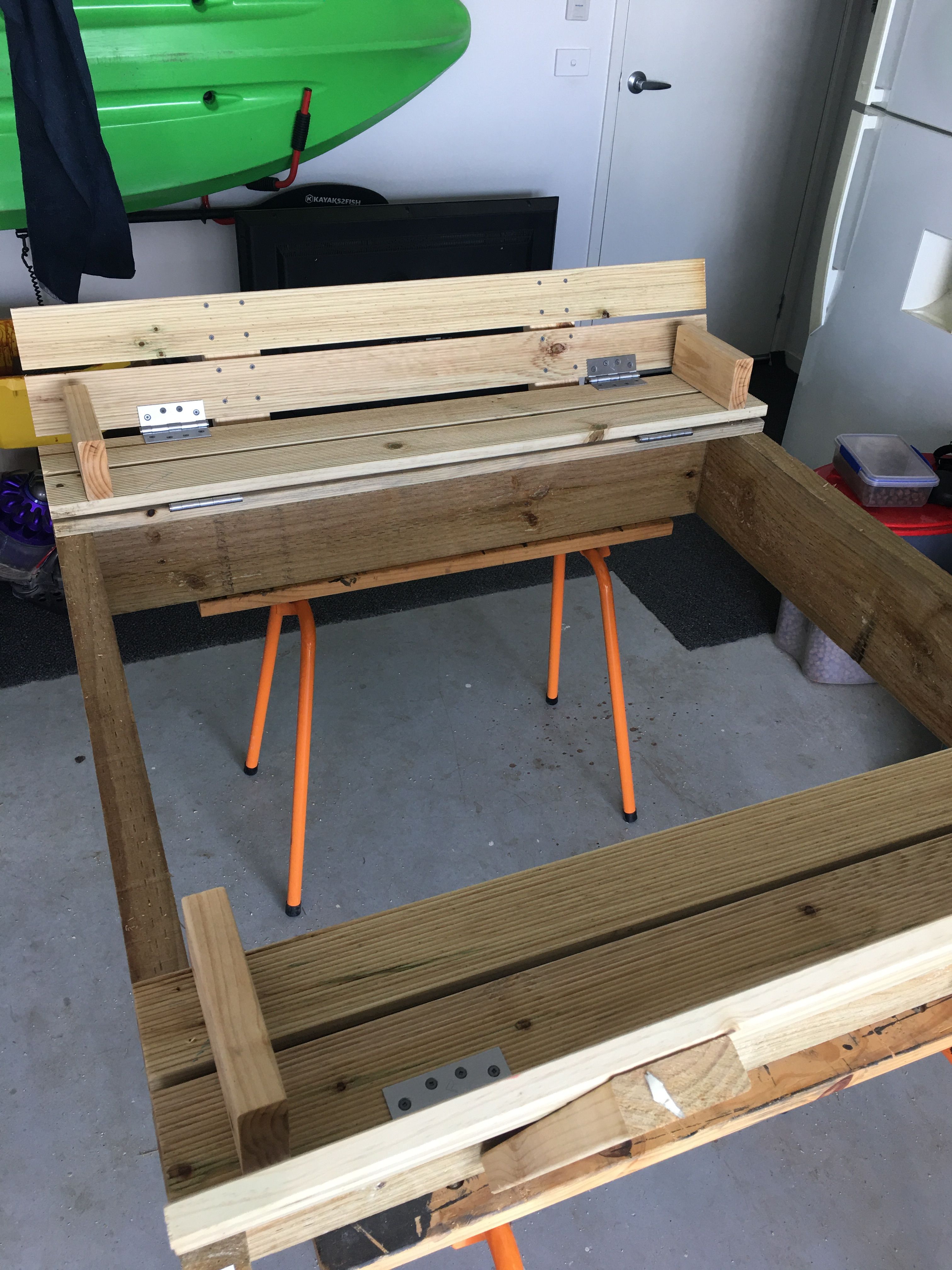 Sand pit with builtin seats and cover Bunnings community