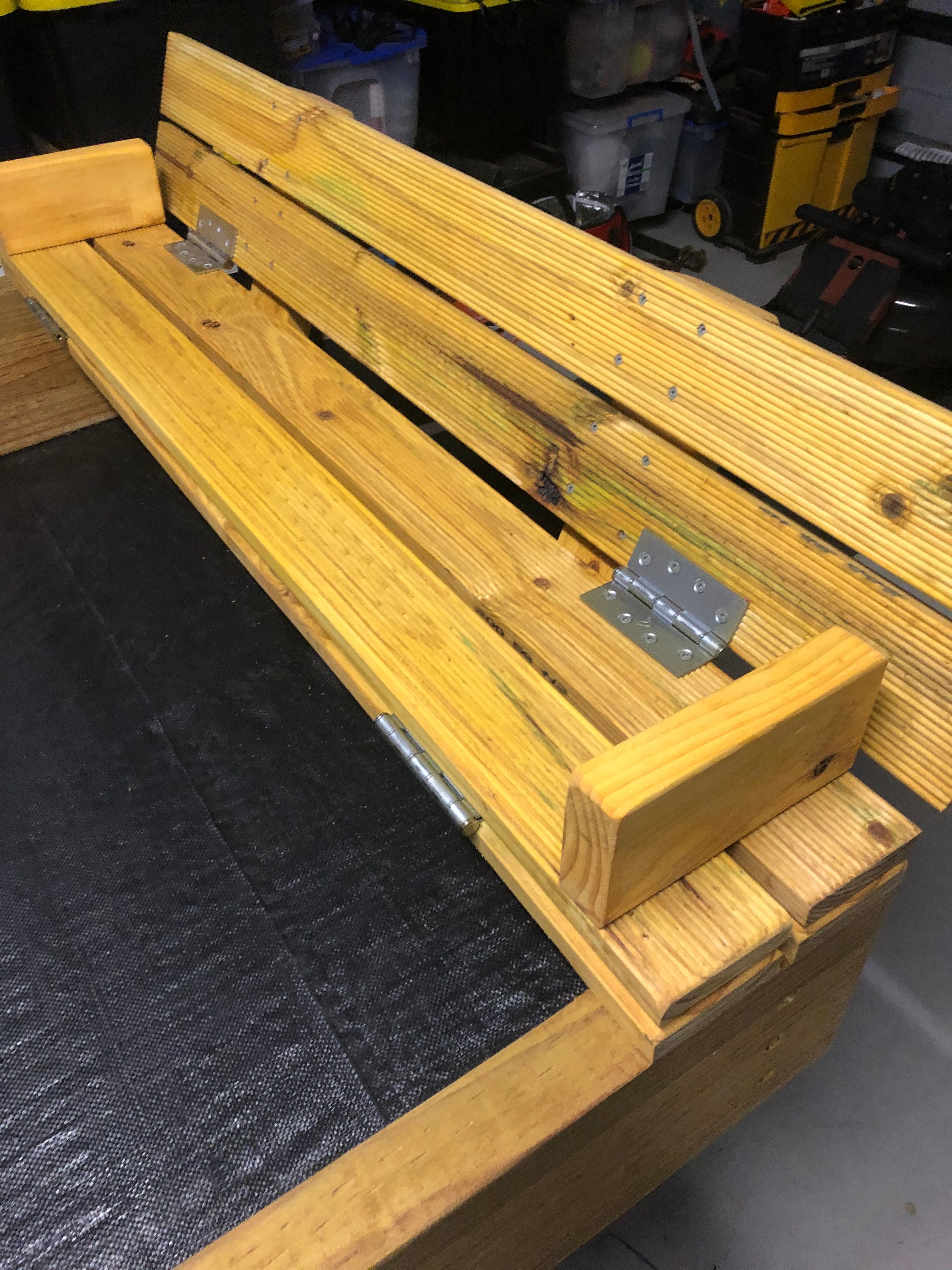 Sand pit with builtin seats and cover Bunnings community