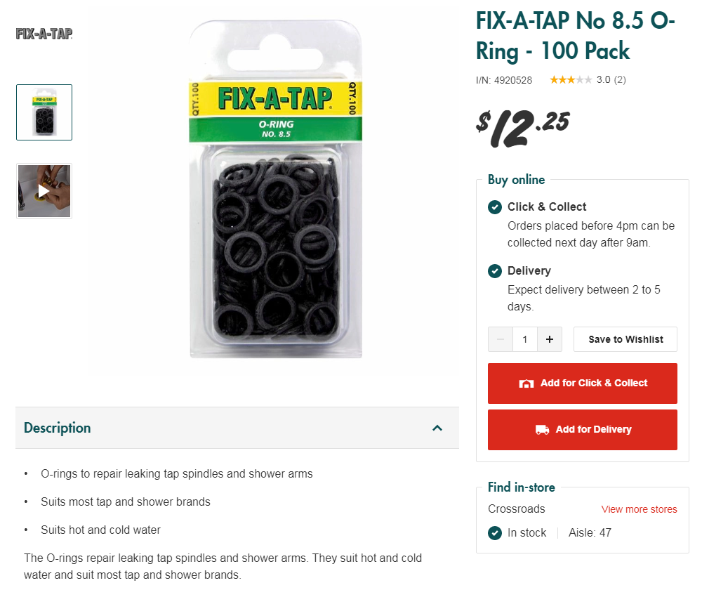 Tap washer valve repair Bunnings community