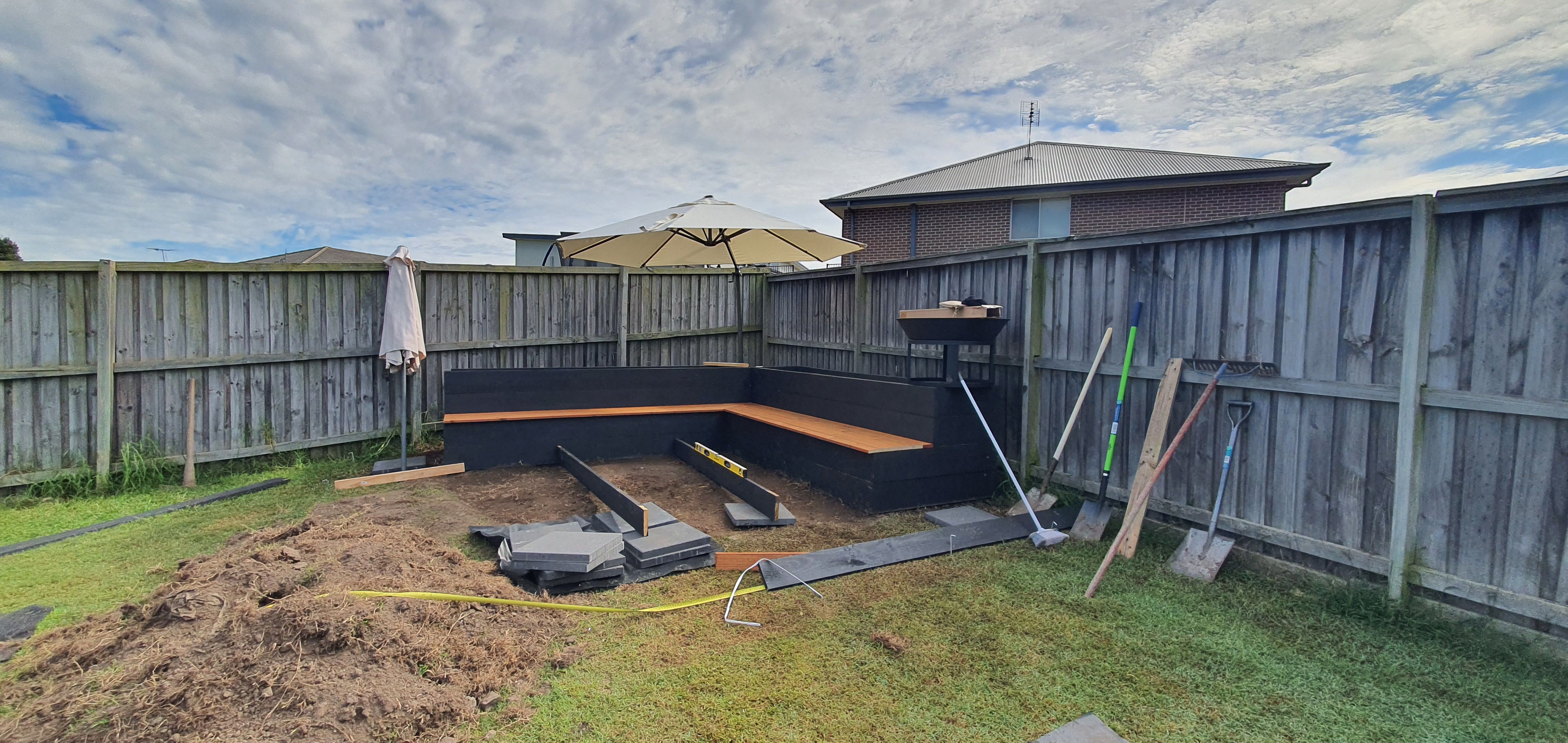 Fire pit entertaining area with seating Bunnings community