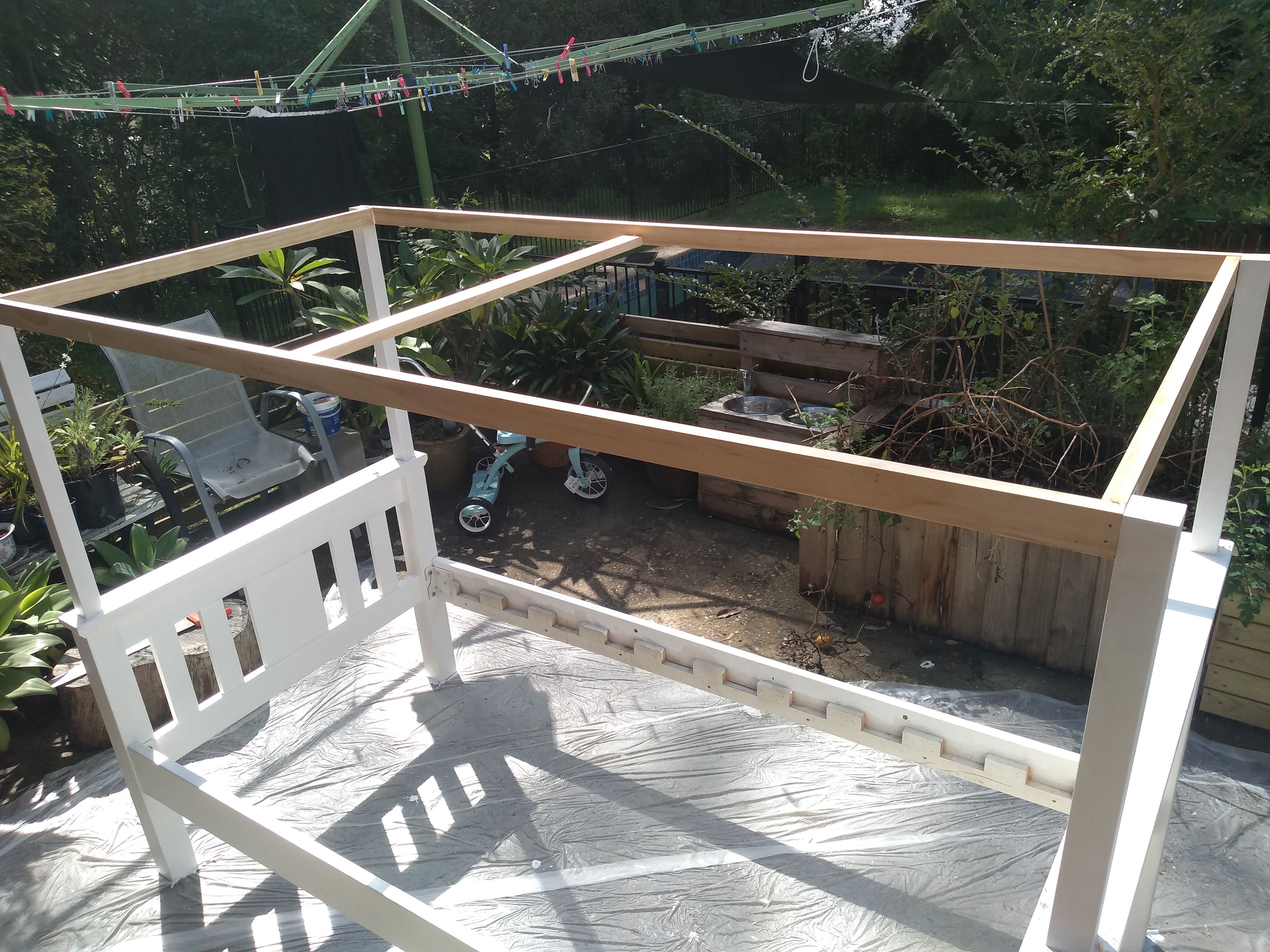 Upcycled childrens canopy bed with star Bunnings community