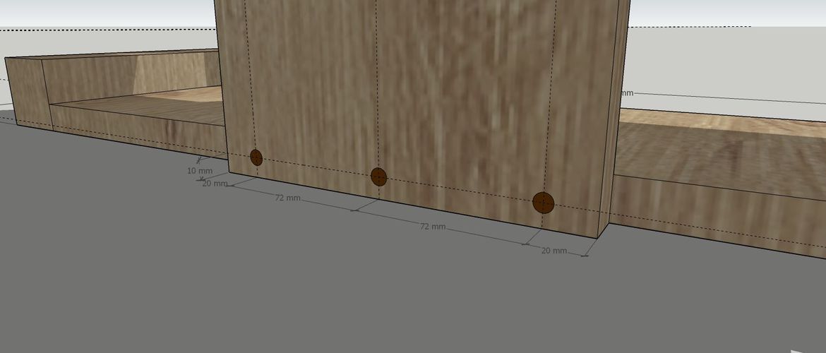 Suggested spot for screws for bottom base panel.