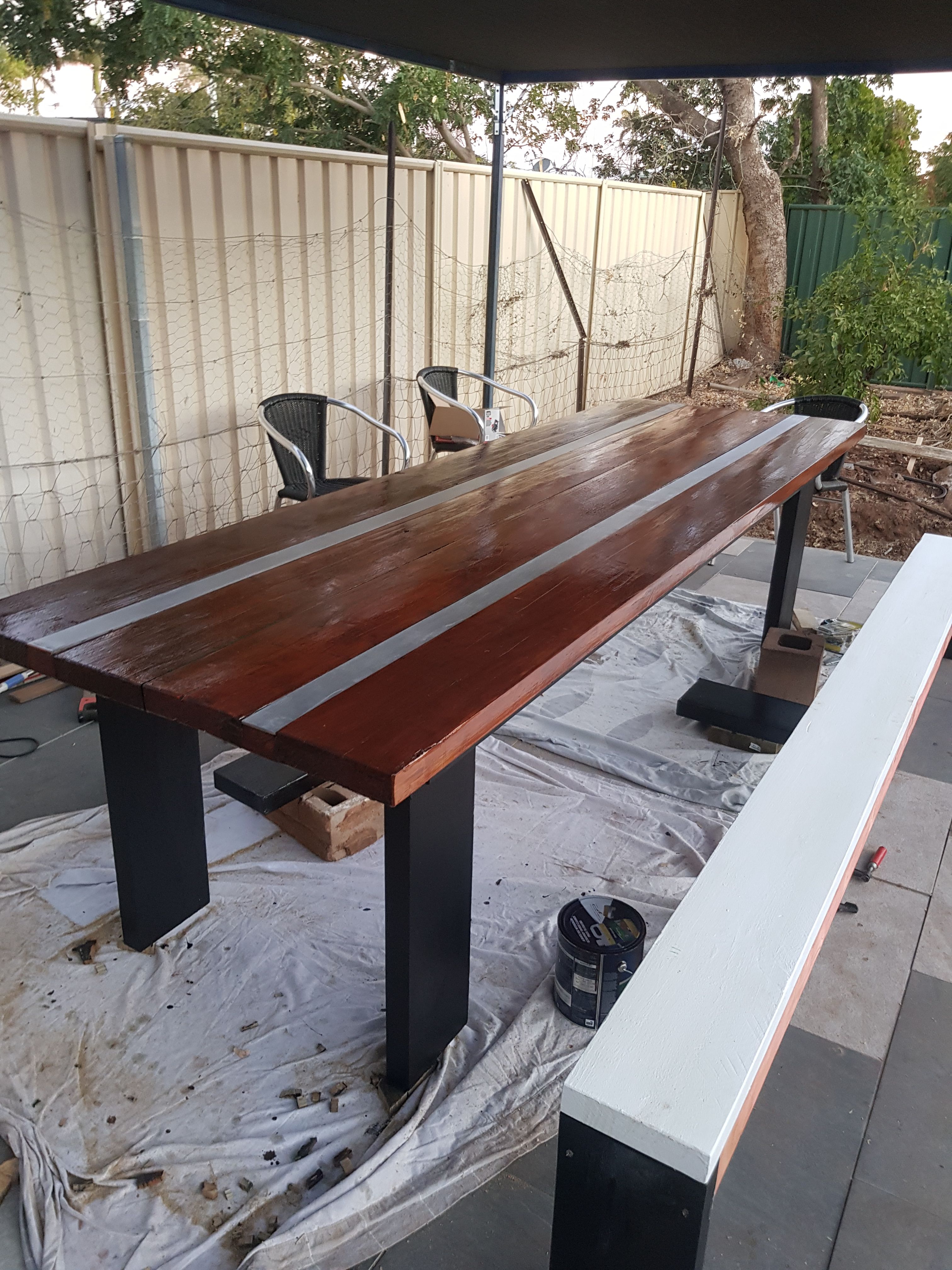 D.I.Y. table with iron bar Bunnings community