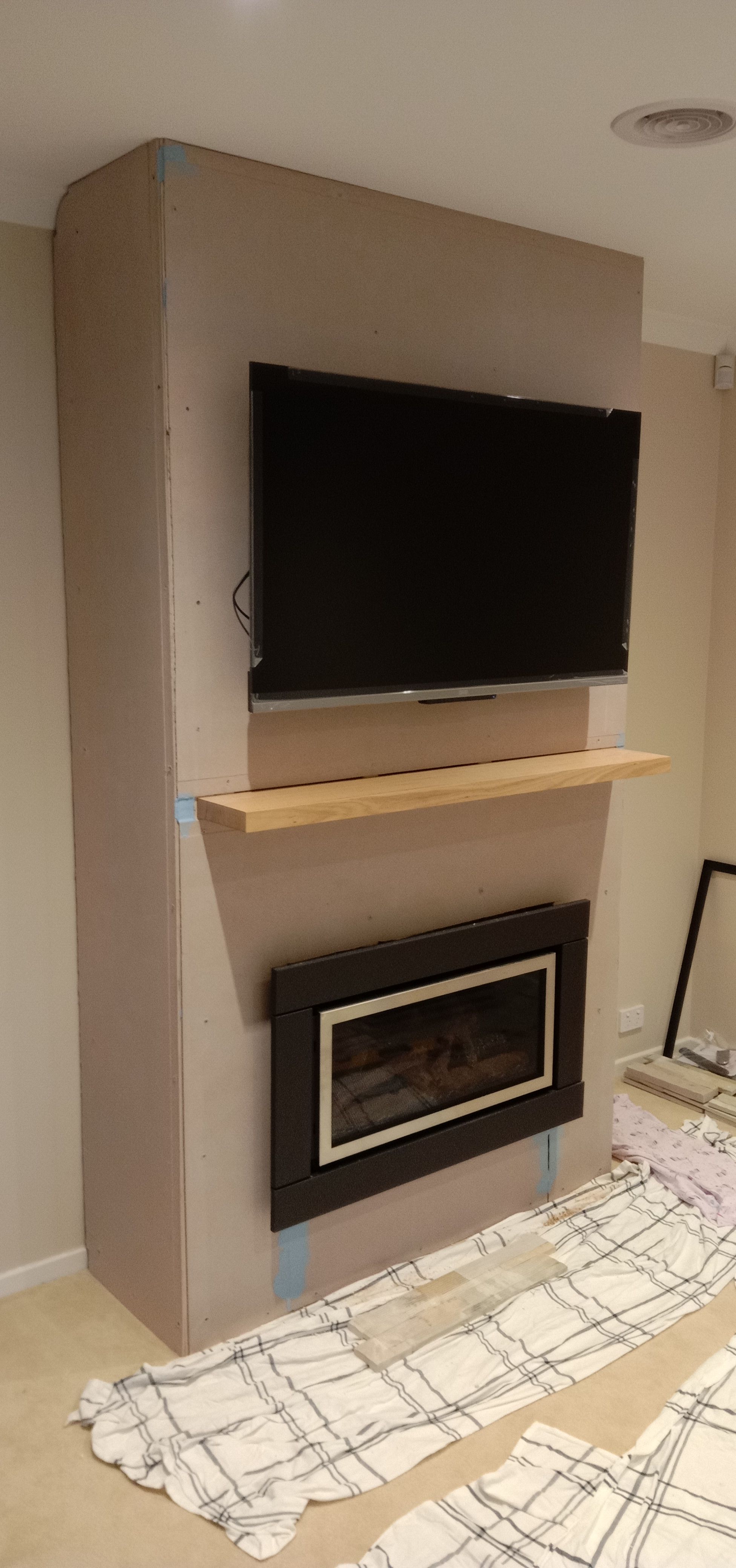 Gas fireplace stone cladding Bunnings community
