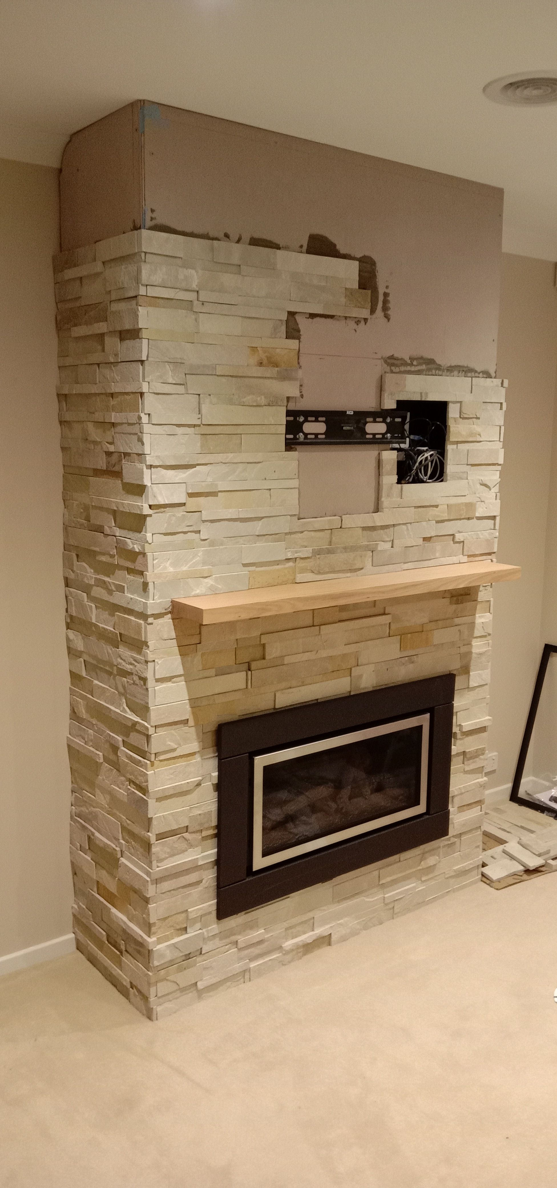 Gas fireplace stone cladding Bunnings community